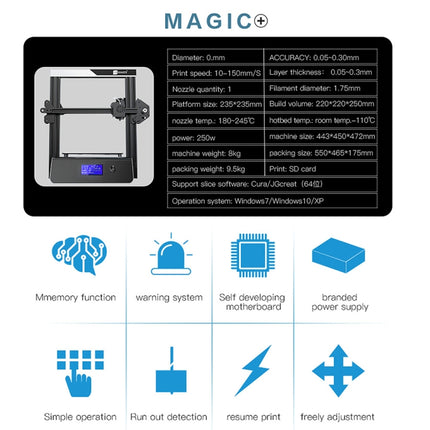 JGAURORA Magic 250W LCD Display Desktop 3D Printer with Knob Control-garmade.com