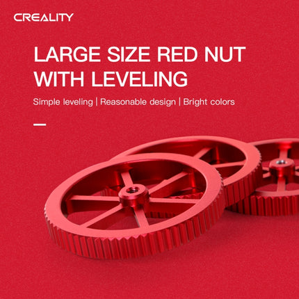 Creality Metal Red Hand Screwed Leveling Nut for Ender-3 / Ender-3 Pro / Ender-3 V2 / CR-10 Pro V2 3D Printer (Red)-garmade.com