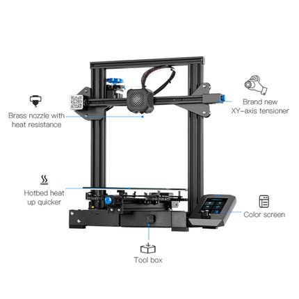 CREALITY Ender-3 V2 Craborundom Glass Platform Ultra-silent DIY 3D Printer, Print Size : 22 x 22 x 25cm, EU Plug-garmade.com