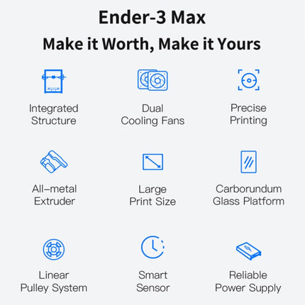 CREALITY Ender-3 Max Smart Sensor Dual Cooling Fans DIY 3D Printer, Print Size : 30 x 30 x 34cm, UK Plug-garmade.com