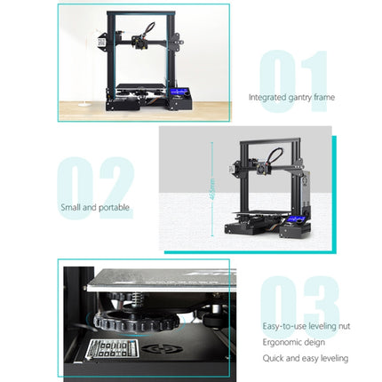 CREALITY Ender-3 POM Wheel V-guide Rail DIY 3D Printer, Print Size : 22 x 22 x 25cm, EU Plug-garmade.com