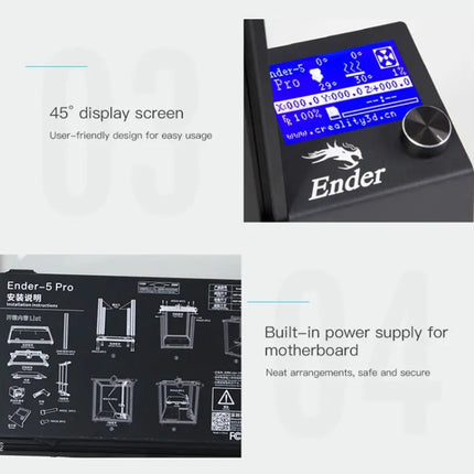 CREALITY Ender-5 Pro Silent Mainboard Double Y-axis DIY 3D Printer, Print Size : 22 x 22 x 30cm, US Plug-garmade.com