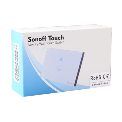 Sonoff Touch 120mm 1 Gang Tempered Glass Panel Wall Switch Smart Home Light Touch Switch, Compatible with Alexa and Google Home, AC 90V-250V 400W 2A-garmade.com