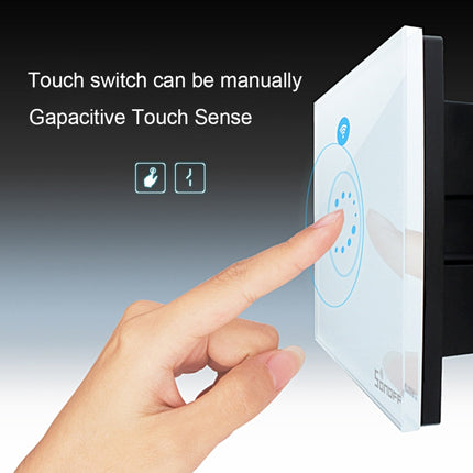Sonoff Touch 120mm 1 Gang Tempered Glass Panel Wall Switch Smart Home Light Touch Switch, Compatible with Alexa and Google Home, AC 90V-250V 400W 2A-garmade.com