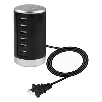 XLD4 30W 6-USB Ports Charger Station Power Adapter AC100-240V, US Plug(Black)-garmade.com
