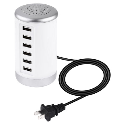 30W 6-USB Ports Charger Station Power Adapter AC100-240V, US Plug(White)-garmade.com