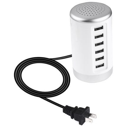 30W 6-USB Ports Charger Station Power Adapter AC100-240V, US Plug(White)-garmade.com