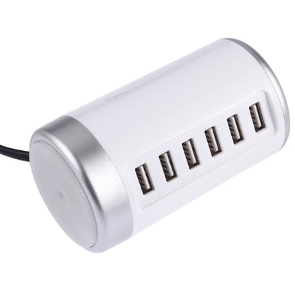 30W 6-USB Ports Charger Station Power Adapter AC100-240V, US Plug(White)-garmade.com