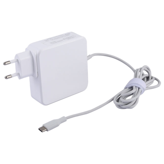 87W USB-C / Type-C Power Adapter Portable Charger with 1.8m Charging Cable, EU Plug(White)-garmade.com
