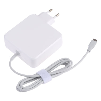 87W USB-C / Type-C Power Adapter Portable Charger with 1.8m Charging Cable, EU Plug(White)-garmade.com