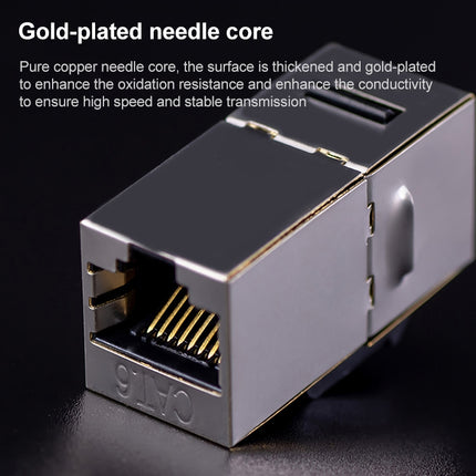 CAT.6 Shielded Pass-through Network Module, Dual Ports Panel + Shielded Pass-through + Telephone Socket (Gold)-garmade.com