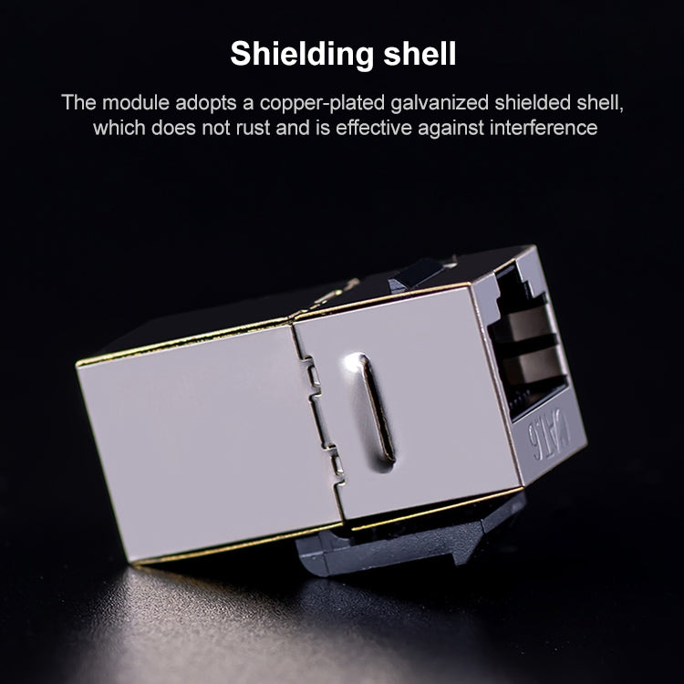 CAT.6 Shielded Pass-through Network Module, Single Port Panel + Shield ...