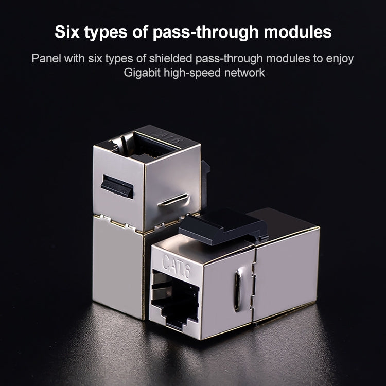 CAT.6 Shielded Pass-through Network Module, Dual Ports Panel + Shielde ...