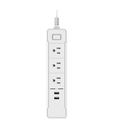 C198A 2 USB Ports + 3 US Sockets WiFi Smart Power Plug Socket, Compatible with Alexa and Google Home, AC 110V-240V, US Plug(White)-garmade.com