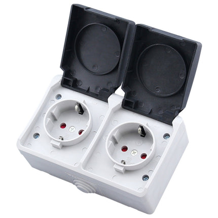 IP44 Waterproof Double-connection Socket with Cover, EU Plug-garmade.com