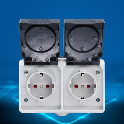 IP44 Waterproof Double-connection Socket with Cover, EU Plug-garmade.com