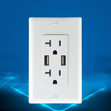 PC Double-connection Power Socket Switch with USB, US Plug, Square White UL 15A Leakage Protection Socket-garmade.com