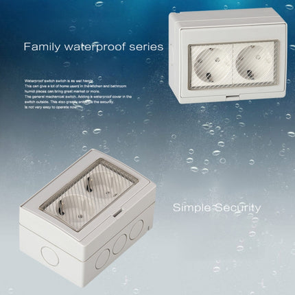 Outdoor IP55 Waterproof Double-connection Socket, EU Plug-garmade.com
