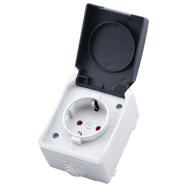 Outdoor IP44 Waterproof Power Socket with Cover, EU Plug-garmade.com
