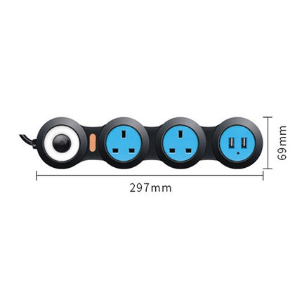Charging Plug-in Wiring Board Creative Rotary Towline Board 13A Deformed Socket with USB, UK Plug, 3-Bit Socket(Black)-garmade.com
