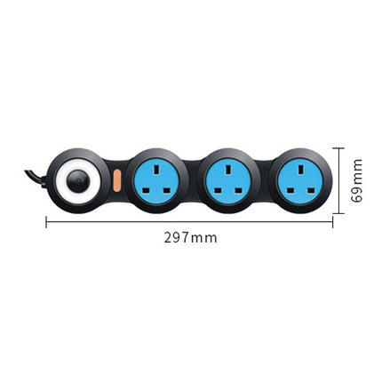 Charging Plug-in Wiring Board Creative Rotary Towline Board 13A Deformed Socket, UK Plug, 3-Bit Socket(Black)-garmade.com