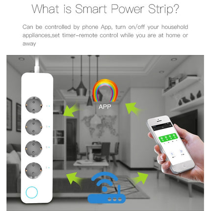 10A Home Smart WiFi Power Strip Surge Protector 4 Outlet Wireless Power Extension Socket, Support APP Operation & Timing Switch, US Plug-garmade.com