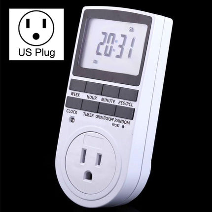 AC 120V Smart Home Plug-in Programmable LCD Display Clock Summer Time Function 12/24 Hours Changeable Timer Switch Socket, US Plug-garmade.com