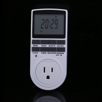 AC 120V Smart Home Plug-in Programmable LCD Display Clock Summer Time Function 12/24 Hours Changeable Timer Switch Socket, US Plug-garmade.com