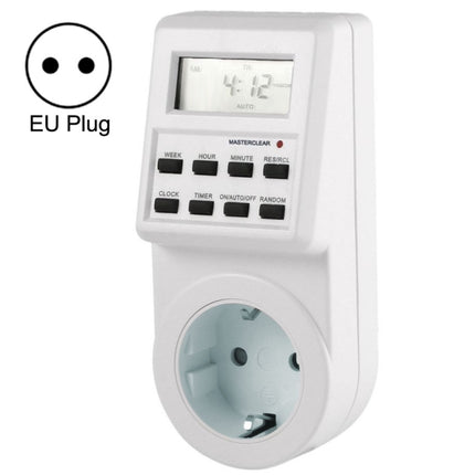 AC 230V Smart Home Plug-in LCD Display Clock Summer Time Function 12/24 Hours Changeable Timer Switch Socket, EU Plug-garmade.com