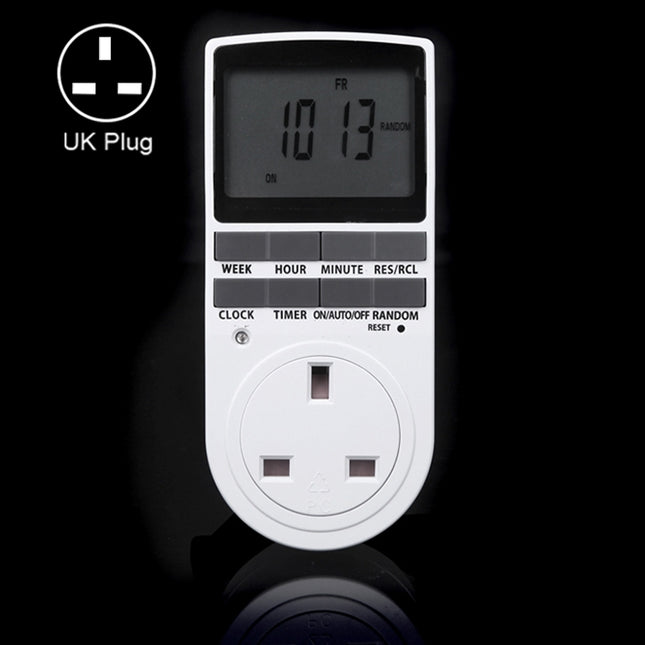 AC 230V Smart Home Plug-in LCD Display Clock Summer Time Function 12/24 Hours Changeable Timer Switch Socket, UK Plug-garmade.com