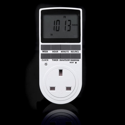AC 230V Smart Home Plug-in LCD Display Clock Summer Time Function 12/24 Hours Changeable Timer Switch Socket, UK Plug-garmade.com