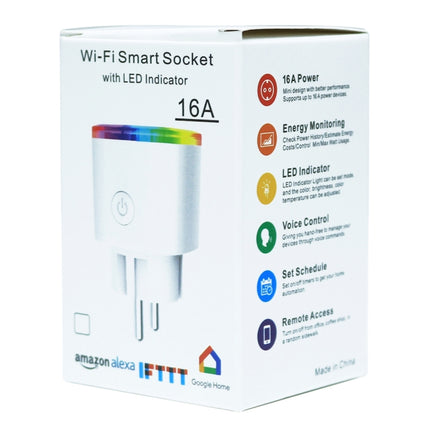 JH-G01E 16A 2.4GHz WiFi Control Smart Home Power Socket Works with Alexa & Google Home, Support LED Indicator, AC 100-240V, EU Plug(White)-garmade.com