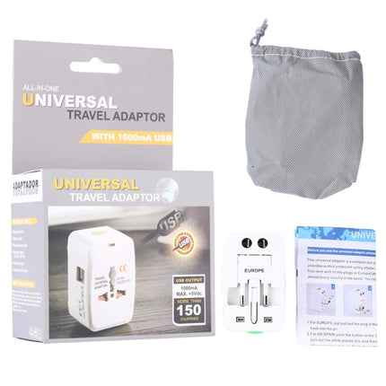 110-250V Multi-function Travel Universal Converter with Dual USB Interfaces, EU / UK / US / AU Plug(White)-garmade.com