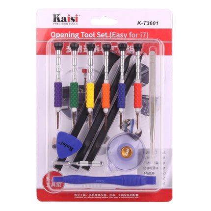 K-T3601 14 in 1 (6 x Screwdriver + 1 x Tweezers + 1 x Stainless Steel Spudger + 1 x Anti-static Spudger + 3 x 146 Spudger + 1 x Suction Sucker + 1 x Triangle Opener) Profession Multi-purpose Opening Tool Set for iPhone, Samsung, Xiaomi and More Phones-garmade.com