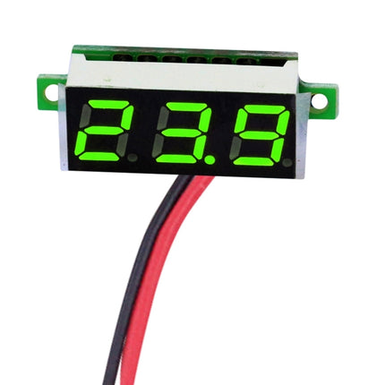 10 PCS 0.28 inch 2 Wires Adjustable Digital Voltage Meter, Color Light Display, Measure Voltage: DC 2.5-30V(Green)-garmade.com