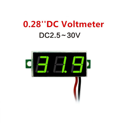 10 PCS 0.28 inch 2 Wires Adjustable Digital Voltage Meter, Color Light Display, Measure Voltage: DC 2.5-30V(Green)-garmade.com