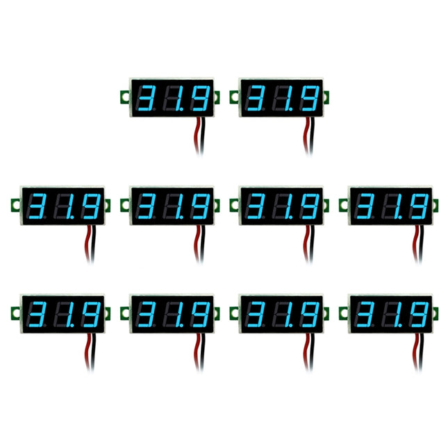 10 PCS 0.28 inch 2 Wires Adjustable Digital Voltage Meter, Color Light Display, Measure Voltage: DC 2.5-30V (Blue)-garmade.com