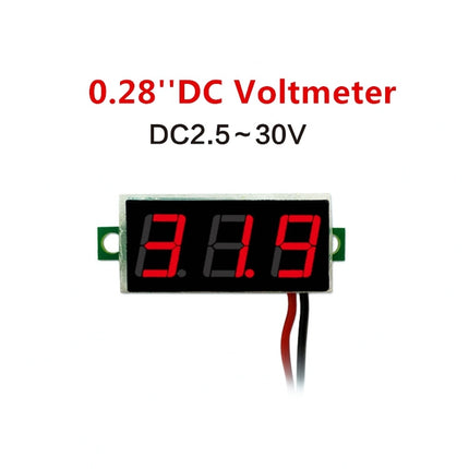 10 PCS 0.28 inch 2 Wires Adjustable Digital Voltage Meter, Color Light Display, Measure Voltage: DC 2.5-30V (Red)-garmade.com