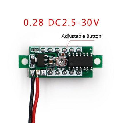 10 PCS 0.28 inch 2 Wires Adjustable Digital Voltage Meter, Color Light Display, Measure Voltage: DC 2.5-30V (Red)-garmade.com