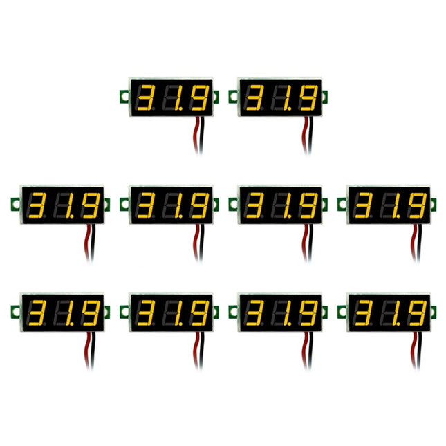 10 PCS 0.28 inch 2 Wires Adjustable Digital Voltage Meter, Color Light Display, Measure Voltage: DC 2.5-30V (Yellow)-garmade.com