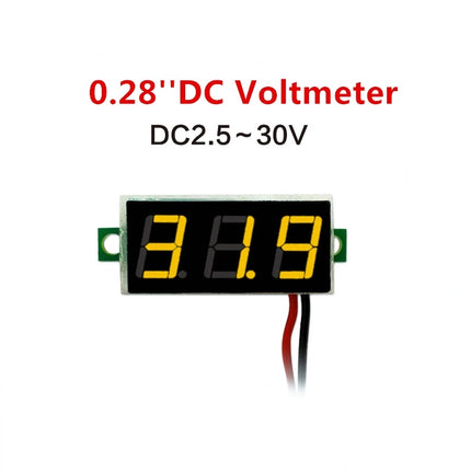 10 PCS 0.28 inch 2 Wires Adjustable Digital Voltage Meter, Color Light Display, Measure Voltage: DC 2.5-30V (Yellow)-garmade.com