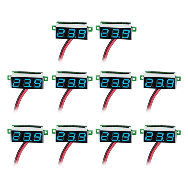 10 PCS 0.36 inch 2 Wires Digital Voltage Meter, Color Light Display, Measure Voltage: DC 2.5-30V (Blue)-garmade.com