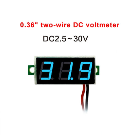 10 PCS 0.36 inch 2 Wires Digital Voltage Meter, Color Light Display, Measure Voltage: DC 2.5-30V (Blue)-garmade.com