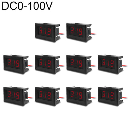 10 PCS 0.36 inch 3 Wires Digital Voltage Meter with Shell, Color Light Display, Measure Voltage: DC 0-100V (Red)-garmade.com