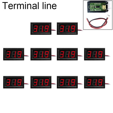 10 PCS 0.56 inch 2 Terminal Wires Digital Voltage Meter with Shell, Color Light Display, Measure Voltage: DC 4.5-30V (Red)-garmade.com