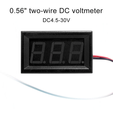 10 PCS 0.56 inch 2 Welding Wires Digital Voltage Meter with Shell, Color Light Display, Measure Voltage: DC 4.5-30V (Red)-garmade.com