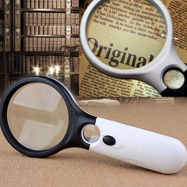 Reading Visual Magnifier with 3 LED Light, Mini Portable 3-45X Handheld (Black)-garmade.com