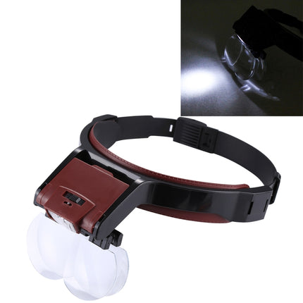 Multi-function Adjustable Maintenance Dentistry Reading Head Magnifier with 2 LED Light & 4 Lenses (1.7X, 2X, 2.5X, 4X)-garmade.com