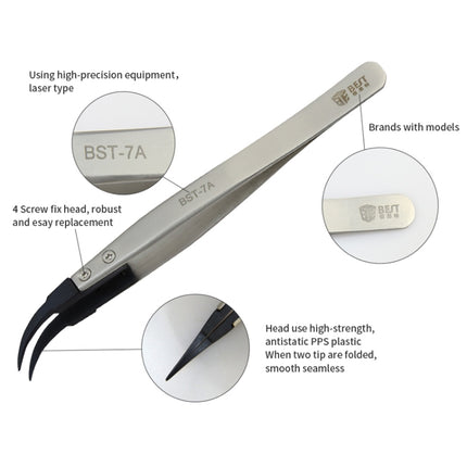 BEST BST-7A Curved Head Tweezers for Mobile Phone / Computer Repair-garmade.com