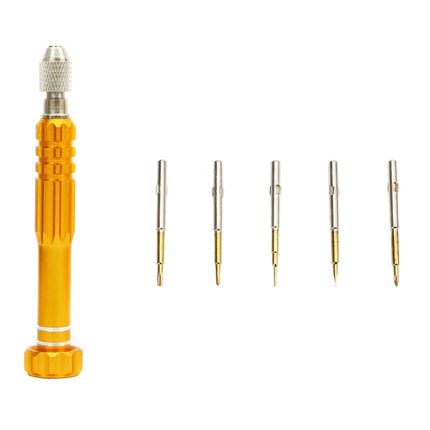 JF-6688 5 in 1 Metal Multi-purpose Pen Style Screwdriver Set for Phone Repair(Gold)-garmade.com